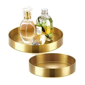 Plateau de service rond en laiton brossé doré de luxe, plateau décoratif en métal pour la maison, l'hôtel, le restaurant, la table, la cuisine, le service alimentaire - Product Image 3