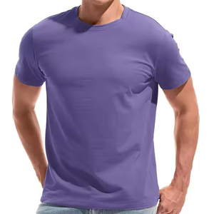 Camiseta de Algodón Lisa Casual Estilo Personalizado para Hombre 2025, Tallas Grandes, Ropa de Verano, Todos los Colores, Diseño Sólido para Personalización - Product Image 1