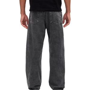 Jeans de Mezclilla Negros Claros de Alta Calidad para Hombre, Lavado al Polvo, Corte Recto Clásico, Pantalones Casuales de Algodón, OEM - Product Image 3