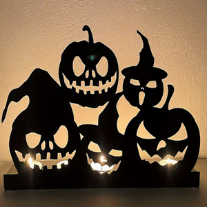 Halloween Metal Cut-Out <b>Candle</b> Holder Pumpkin <b>Skull</b> Shadow Lantern for Halloween Party Decoration - Product Image 3