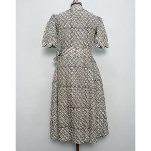 Indian Handmade 100% Cotton Beautiful Kangura <b>Dresses</b> Block Floral Printed Breathable Cute Casual Maxi <b>Dress</b> with Button Belt - Product Image 5