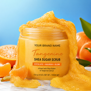 Private Label Tangerine Shea Sugar <b>Scrub</b> Wholesale Exfoliating <b>Body</b> Polish with Natural Sugar Crystals, Shea Butter & Vitamin C - Product Image 1