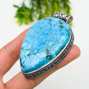 Turquoise 925 Silver Luxury <b>Statement</b> <b>Necklace</b> 22g Weight Made in India - Product Image 4