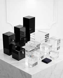 New Trendy Clear Acrylic Block Display <b>Stand</b> - Round Clear Acrylic Pedestal for Cosmetics, Jewelry, Rings, - Product Image 5