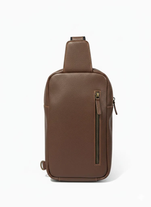 Elegant Designer Brown Textured Leather <b>Sling</b> Crossbody Bag Women Casual Travel Chest Pack with Secure Storage Low MOQ - Product Image 3