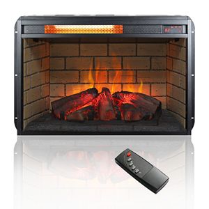 Chimenea Eléctrica Empotrable de 26 Pulgadas con Cuarzo Infrarrojo, Versión con Leños, Pantalla LED de Ladrillo, Control Remoto, Enchufe Estadounidense, Plástico - Product Image 3