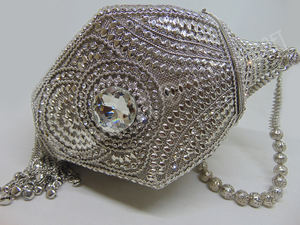 elegant 2026 New Design Women evening Party Prom Banquet Velour Clutch Bag Shining Crystal Handle Evening Bag bead chain strap - Product Image 2