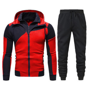 Ensemble de survêtement pour homme de qualité supérieure, respirant, 100% coton molletonné, sweat-shirt et pantalon de survêtement épais, 2 pièces - Product Image 1