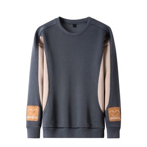 <b>Men</b> Crew Neck Sweatshirt Regular Fit Solid Color Knitted Cotton <b>Pullover</b> Casual Wear Autumn Style - Product Image 6