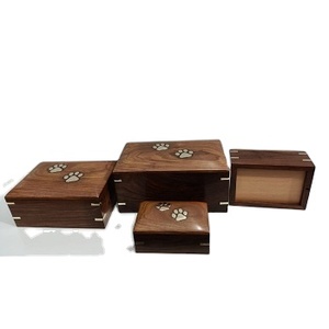 Customized Wooden Pet Cremation Urn <b>Box</b> with Paw Print Design Dog and Cat Ashes <b>Memorial</b> Keepsake Storage Container - Product Image 1