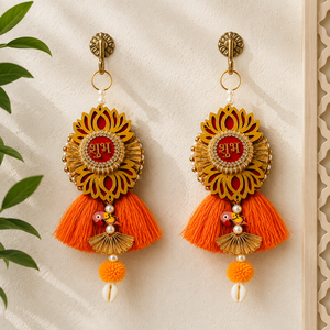 Nouveauté : Décoration murale artisanale écologique traditionnelle Lotus Shubh Labh pour Diwali, Puja, décoration de la maison, cadeau de retour - Product Image 6
