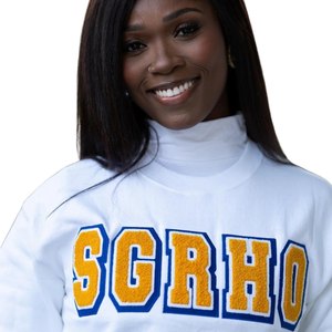 Sudadera Blanca Vintage Sigma Gamma Rho Unisex con Letras Griegas en Chenilla, Cuello Redondo, Estilo Casual Urbano - Product Image 6