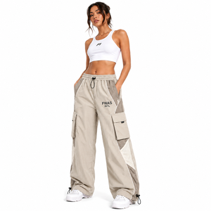 Pantalones cargo de cintura baja con cordón para mujer, pantalones deportivos holgados de nailon, pantalones cortavientos tipo paracaídas, pantalones para hombre - Product Image 1