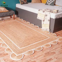Tapis de méditation à bords festonnés au design minimaliste, fabriqué à partir de fibres de jute 100% naturelles, tapis sur mesure en provenance d'Inde