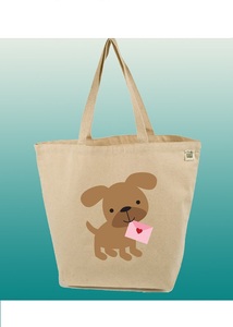 Canvas <b>Drawstring</b> <b>Bag</b> Medium Size Cartoon French Bulldog Pattern Daily Use Shopping Tote - Product Image 2