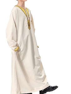 Embroidery Print Fashion Stylish Kids <b>Thobes</b> Plus Size Chest Pocket Jubbah Kids Boys <b>Thobes</b> Breathable OEM Wholesale - Product Image 3