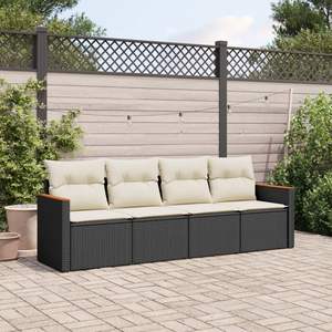 Conjunto de Sofás Modulares Grandes de Ratán PE Negro para Jardín, Muebles Modulares Elegantes para Exteriores - Product Image 1