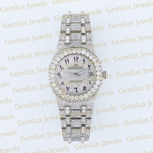 Testeur de diamant de passe d'usure de luxe Cadran arabe blanc complet D VVS Entièrement glacé Moissanite Diamant Mouvement automatique Montre Hip Hop - Product Image 1
