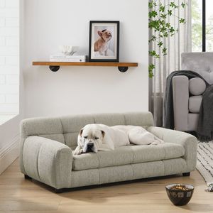 Modern Rectangular Pet Sofa Soft and Comfortable with <b>Backrest</b> Armrests for Large Medium Sized Pets - Product Image 1