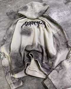 Sudaderas con capucha de forro polar de invierno personalizadas OEM, con doble cremallera, extragrandes, estilo vintage, desgastadas, con efecto descolorido por el sol, bordado de parches y lavado ácido - Product Image 5