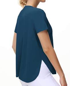 เสื้อยืดสีฟ้าอมเขียวสำหรับผู้หญิง ผ้าฝ้าย แขนสั้น คอกลม สวมใส่สบายในฤดูร้อน เนื้อผ้านุ่ม ระบายอากาศได้ดี น้ำหนักเบา เสื้อยืดเรียบง่าย - Product Image 5