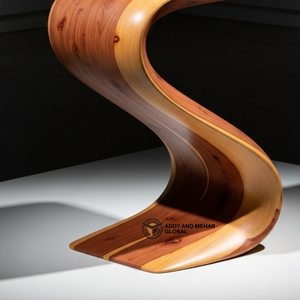 Modern Curved Wooden Side <b>Table</b> Ottoman Sculptural S-Shape Wood Accent <b>Table</b> Contemporary Designer End <b>Table</b> for Living Room - Product Image 3
