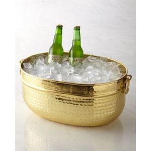 Cubo de hielo dorado martillado de gran capacidad para enfriador de bebidas, hecho a mano para fiestas, eventos, cubo enfriador de vino en venta - Product Image 1