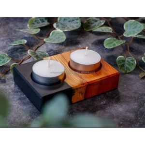 Decorative <b>Square</b> Wooden <b>Candle</b> Holder-Handmade Polished <b>Candle</b> Stand for Home Decoration Party Christmas Unique Craft India - Product Image 1