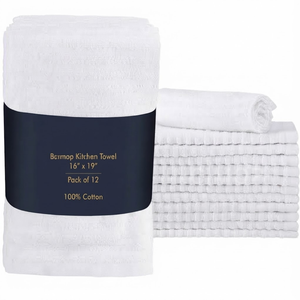 Serpillières côtelées en polyester/coton à prix abordable 16x19 32 oz blanches pour hôtels, nettoyage et entretien, écologiques, séchage rapide, Tamil Nadu - Product Image 1