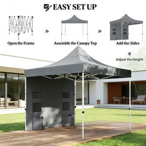 Gazebo Pop-Up Grigio con Tettoia Parasole - Product Image 4