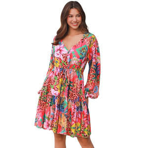 Vestido Mini con Estampado Floral para Mujer, Vestido con Mangas Abullonadas - Product Image 1