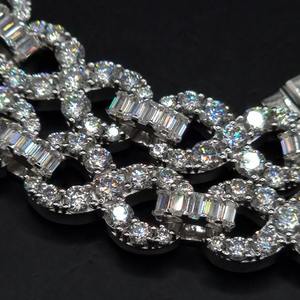 AMBER JEWELS Luxury Unisex 925 Silver Moissanite Chain Link <b>Bracelets</b> Brilliant Cut Cross Design Party Wear T-622 Rhodium Plated - Product Image 3