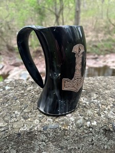Cuerno Vikingo para Beber con Diseño de Martillo de Thor, Estilo Coreano, Desechable, Ecológico, con Asa para Bebidas, Cerveza, Café, Estilo Medieval - Product Image 3