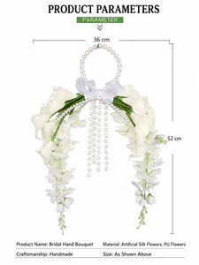Bouquet de mariée minimaliste Everbloom avec perles, fleurs de mariage artificielles au toucher réel, lys calla blancs, style artisanal scandinave 2026 - Product Image 4