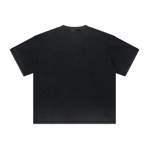 T-shirt noir à manches courtes et col rond pour homme, coupe oversize, en jersey de coton uni, tricoté, design écoresponsable - Product Image 2