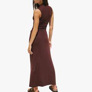 Women 2 Piece Set Sleeveless Halter Top Full Length <b>Skirt</b> Solid Color Spandex Polyester Summer Normcore Minimalist Maxi <b>Skirts</b> - Product Image 2