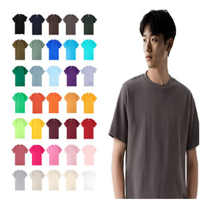 Camiseta de Manga Corta para Hombre, Cuello Redondo, Color Sólido, 100% Algodón, 250g, Corte Holgado, con Logotipo Personalizado, en Oferta - Product Image 6