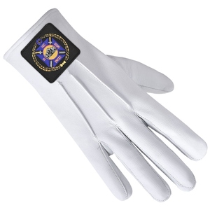 Gants en cuir véritable des Templiers avec patch noir, gants d'uniforme formel - Product Image 3