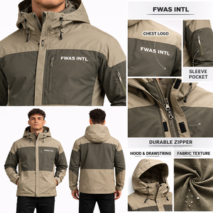 Chaqueta cortavientos de invierno para hombre, reversible, impermeable, resistente al viento, transpirable, con logotipo personalizado, de alta calidad, para hombre, B2B. - Product Image 4