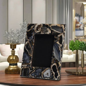 Cadre photo en marbre agate incrusté, fait à la main, luxueux, élégant, décoration d'intérieur, cadeau, cadre photo pour salon, décoration de pièce, marbre - Product Image 1