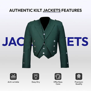 Traje Escocés Verde para Hombre, Chaqueta Formal Estilo Príncipe Charlie con Chaleco, Conjunto para Bodas, Fiestas y Ropa Tradicional de las Tierras Altas - Product Image 5