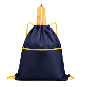 Minimalist Cyan Cinch Bag Featuring Contrast Orange Handles Versatile Lightweight Carryall for Outdoor Activities - Product Image 4