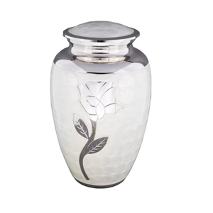 Urne funéraire artisanale en laiton blanc avec empreintes de pattes dorées, couvercle fileté sécurisé, pot de rangement commémoratif en métal pour cendres de chien ou de chat, pour funérailles - Product Image 2