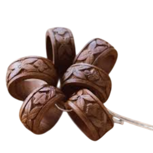 Juego de servilleteros de madera ecológicos hechos a mano, soportes redondos de madera pulida para servilletas, para una decoración elegante de la mesa de comedor y cenas en hoteles. - Product Image 3