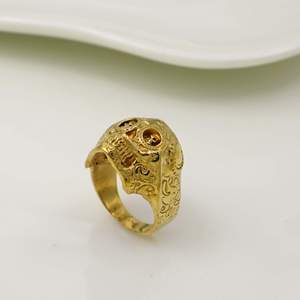 Golden <b>Skull</b> Cocktail <b>Ring</b> Men's Punk Style 24K Gold Plated Brass Fashion Jewelry Daily Wear Gift - Product Image 4