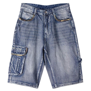 Wholesale Vintage Denim Jorts Acid Wash Men Women Baggy Fit Streetwear Custom Logo <b>Shorts</b> - Product Image 6