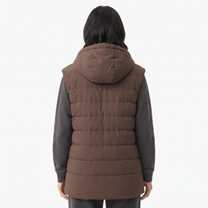 Chaleco acolchado oversize para mujer al por mayor, sin mangas, con capucha, chaqueta de invierno con cremallera, abrigo cálido acolchado con bolsillos, informal - Product Image 6