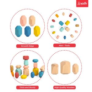 Wudly Kids Clasificación Juguetes de anidación y apilamiento Piedra de equilibrio de madera - Product Image 2