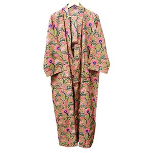 Bata Larga de Algodón Suave con Estampado Floral para Mujer, Manga Larga, Cuello en V, Cierre con Cinturón, Logo Frontal, Estilo Primavera, Ropa de Dormir Casual - Product Image 5