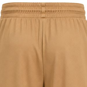 Shorts de basketball personnalisés pour hommes, couleur camel, avec empiècements latéraux géométriques blancs, en maille respirante, pour l'entraînement sportif et la gym - Product Image 6